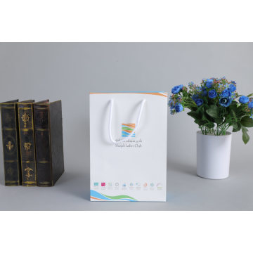 White Printed Coated Paper Shopping Packaging Gift Carrier Bag Manufacturer China